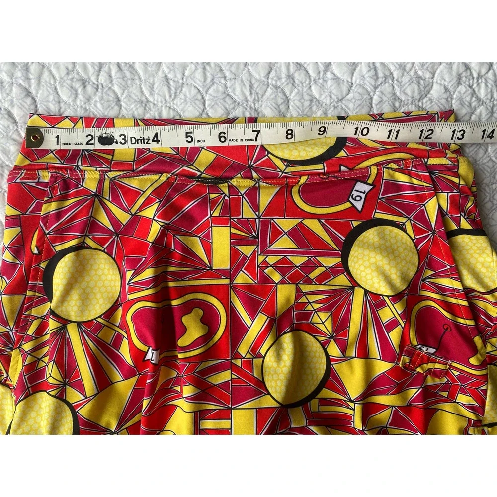 Golf Bella Angle Shot Straight Skort Red Yellow Size Small